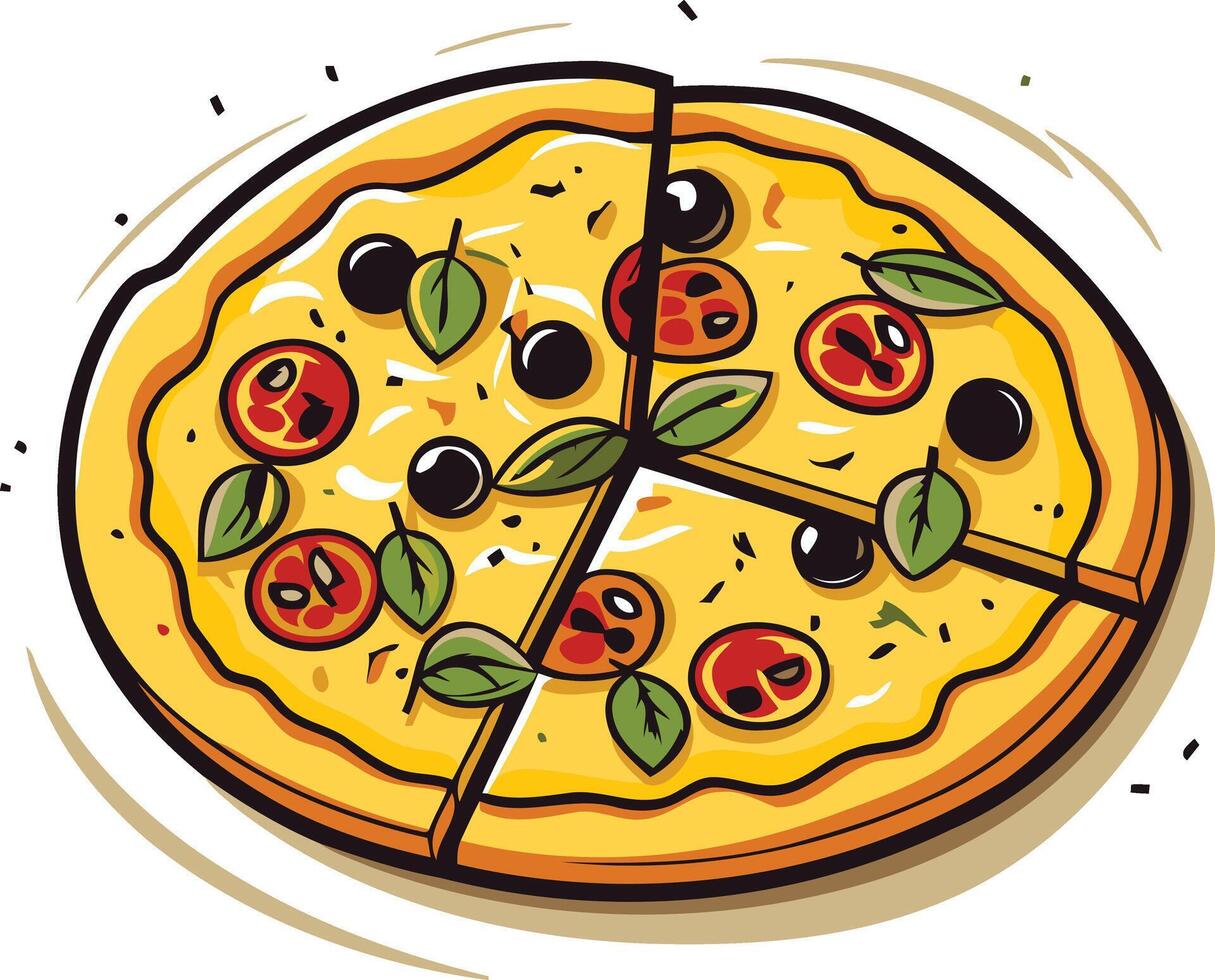Cartoon Pizza with Toppings vector