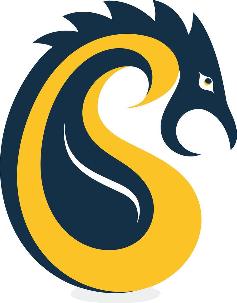 Abstract Dragon Design in Yellow and Blue vector