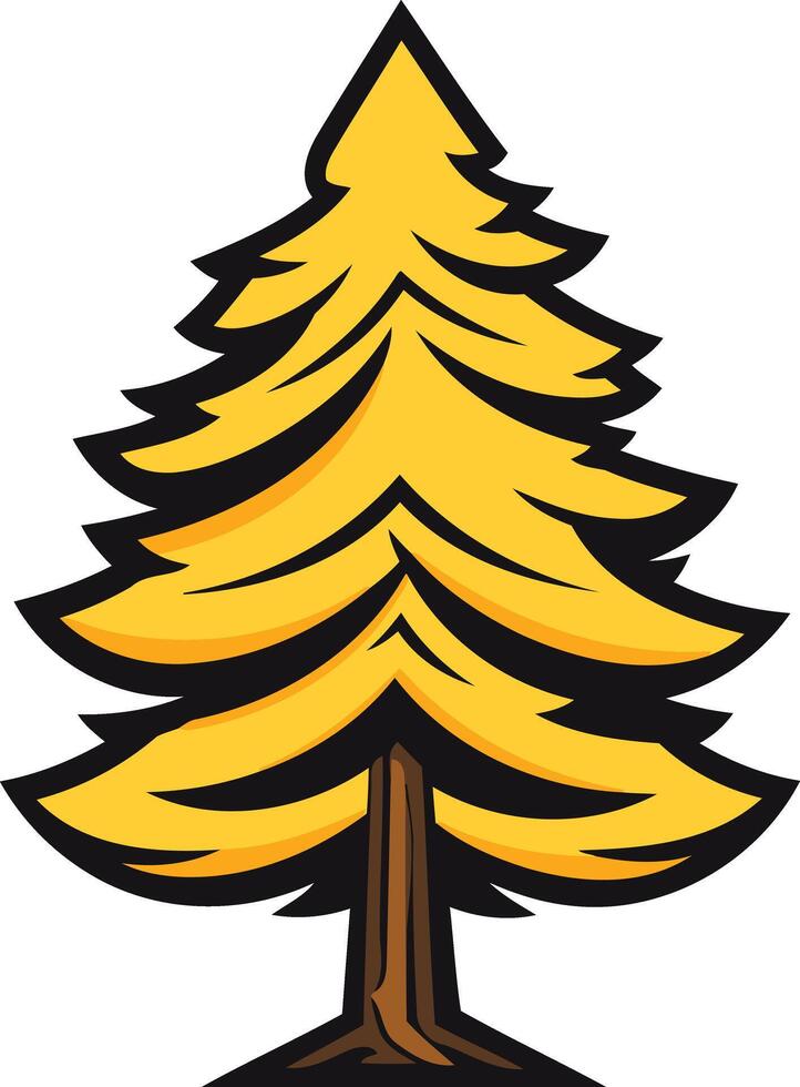 Yellow Evergreen Tree Illustration vector