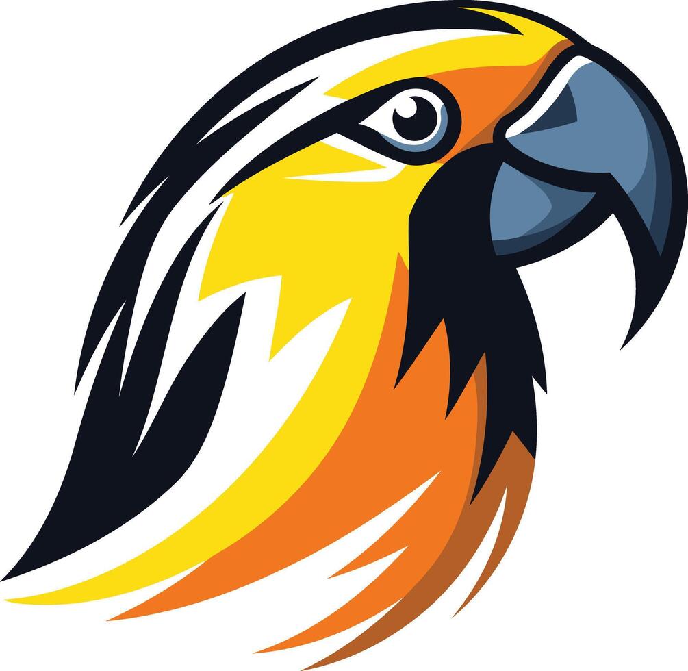 Bold and Colorful Parrot Head Illustration vector