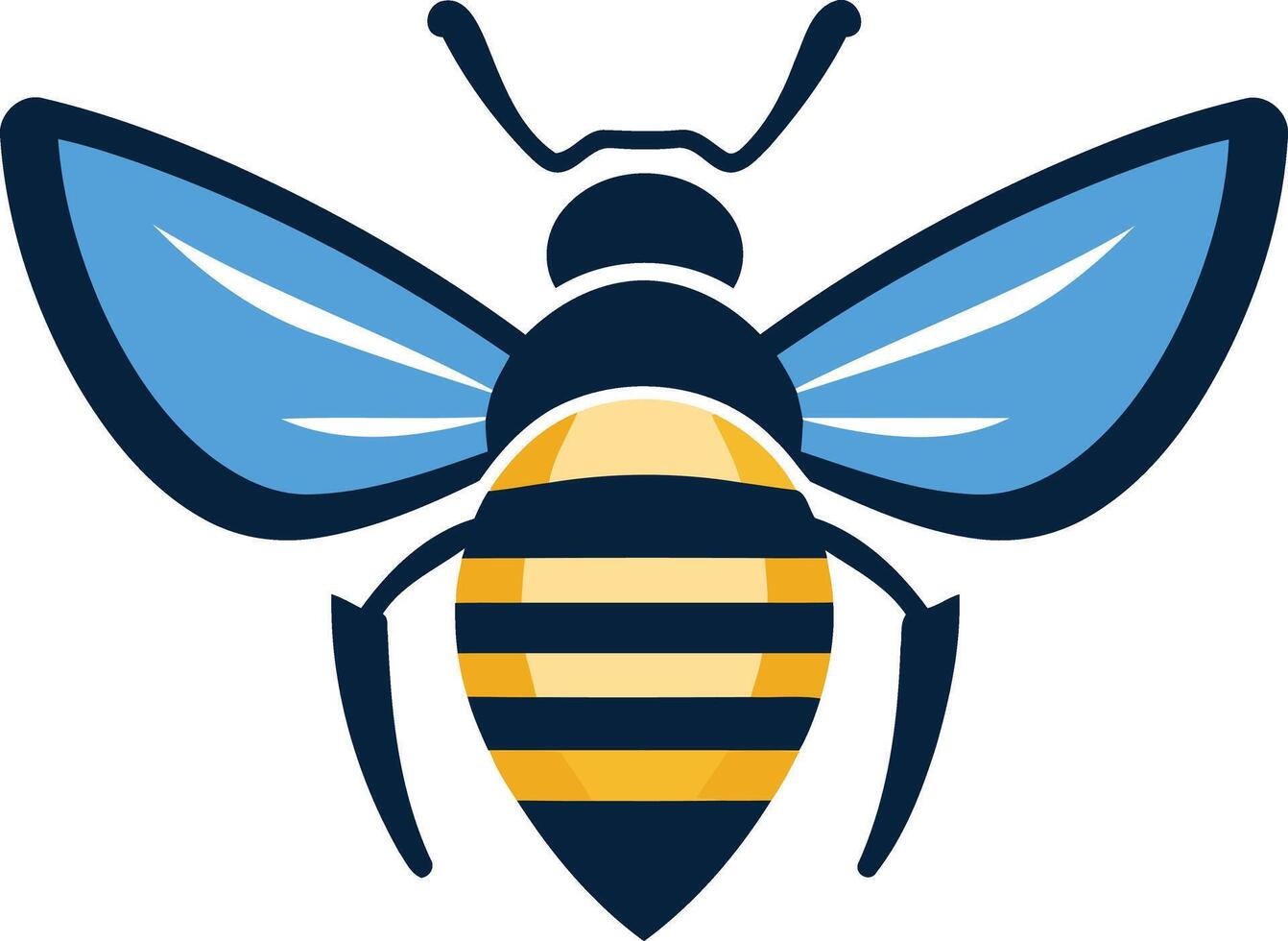 Cartoon Illustration of a Bee with Blue Wings vector