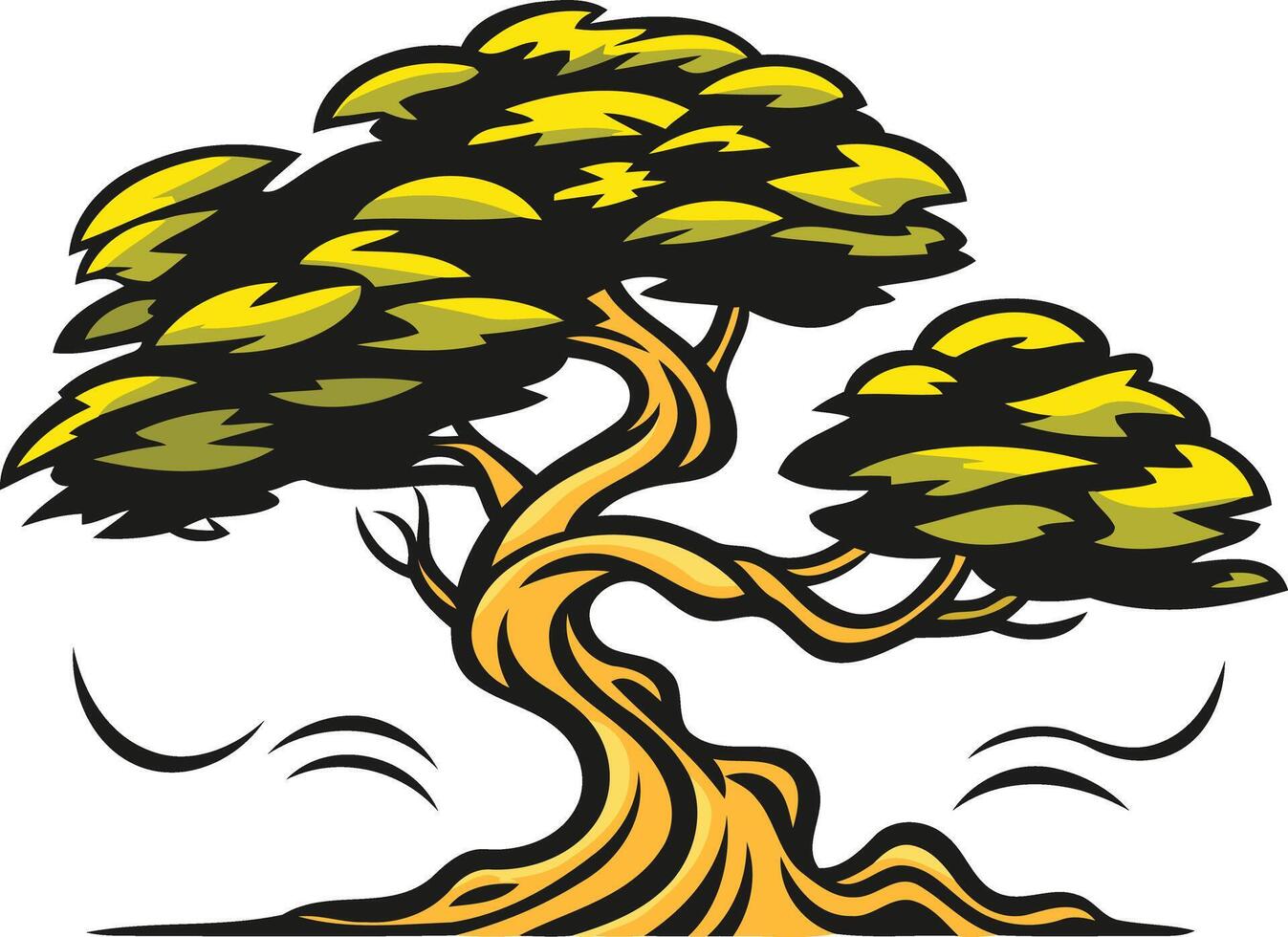 Windswept Bonsai Tree Illustration vector
