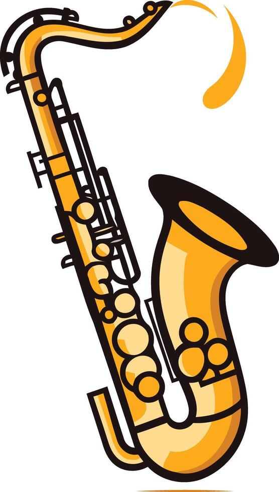 Saxophone Illustration in Yellow and Black vector