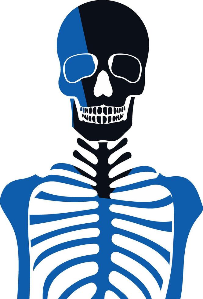 Skeleton Illustration with Blue and Black Color Scheme vector