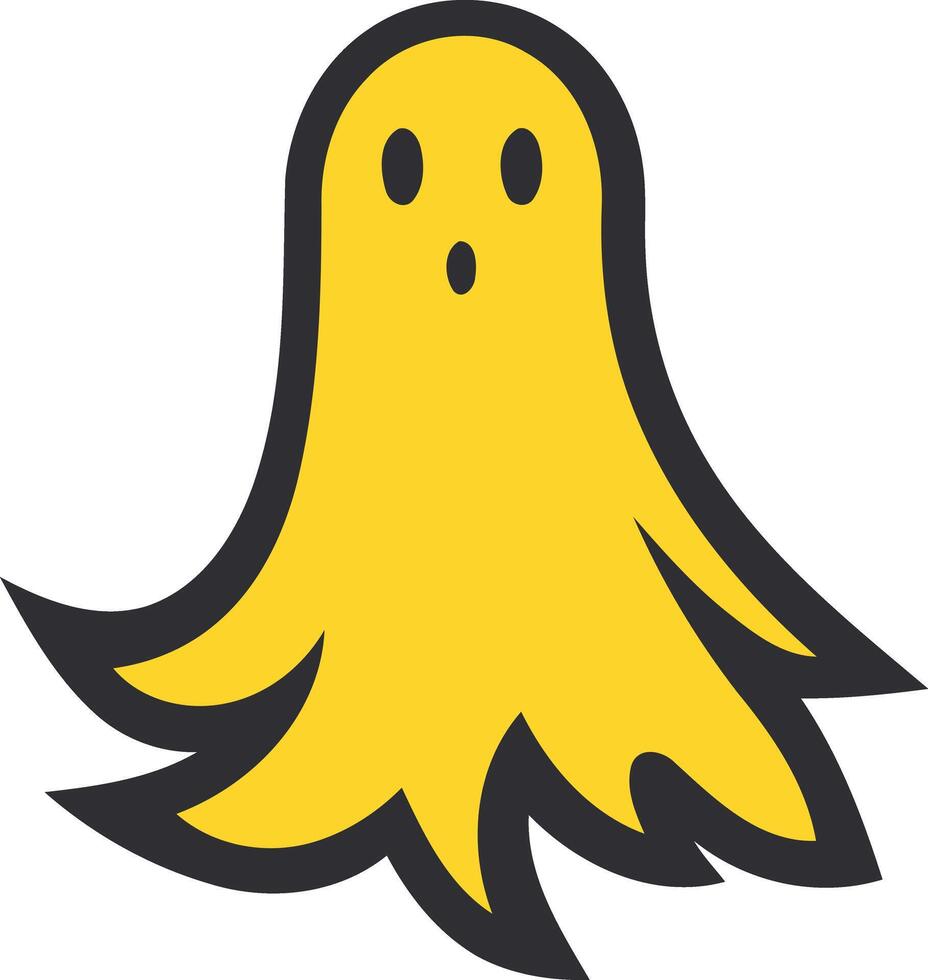 Yellow Ghost with Black Outline Illustration vector