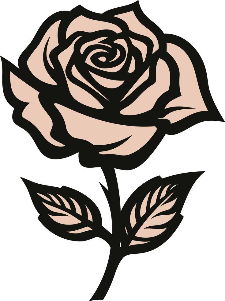 Elegant Black and White Rose Illustration vector