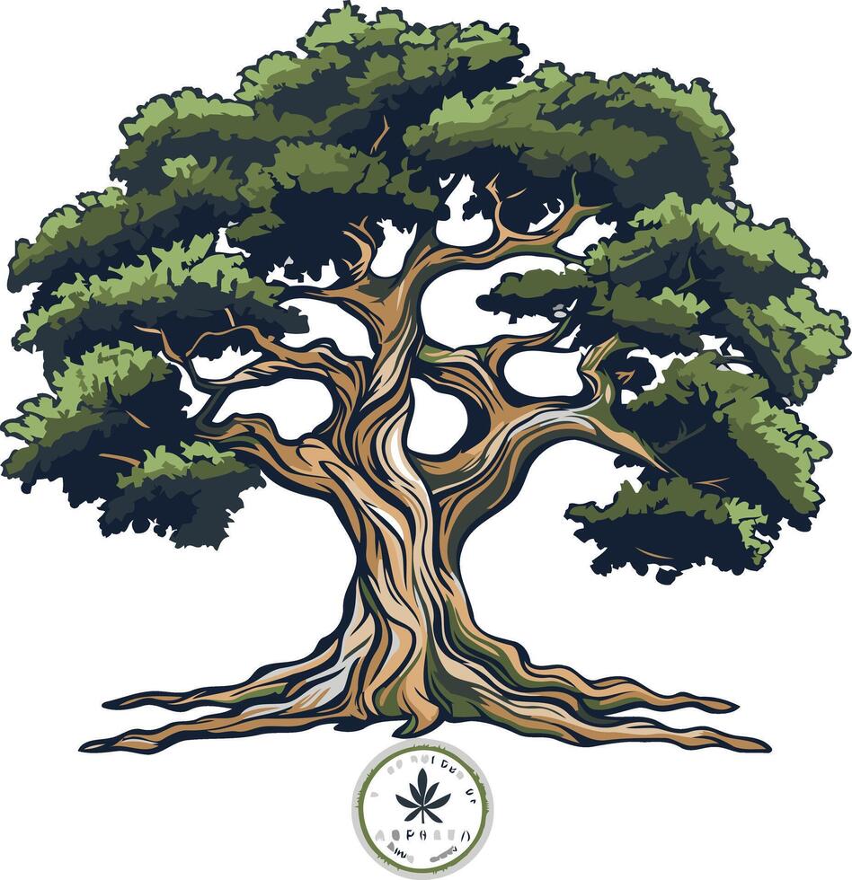 Illustration of a Mighty Tree with Deep Roots vector