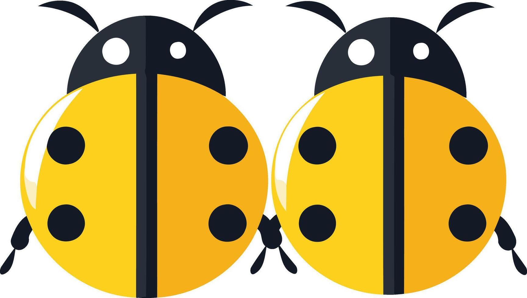 Two Yellow Ladybugs with Black Spots vector