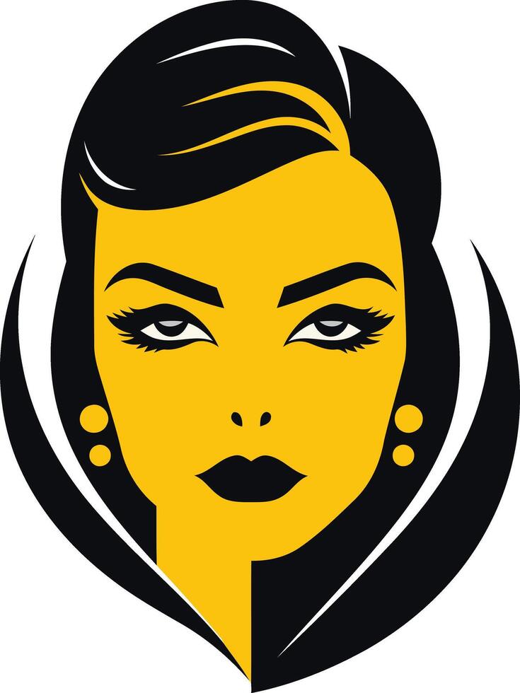 Stylish Woman's Portrait with Black and Gold Colors vector