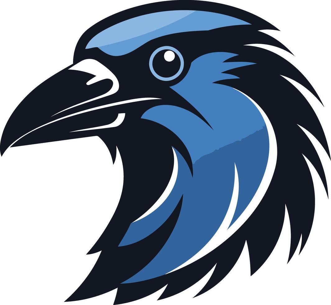 Blue and Black Raven Head Mascot vector