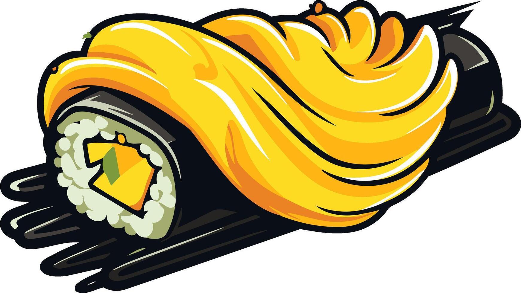 Cartoon Illustration of a Sushi Roll vector