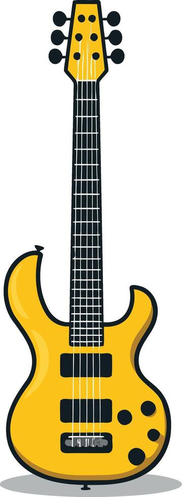 Yellow Electric Guitar with Black Strings vector