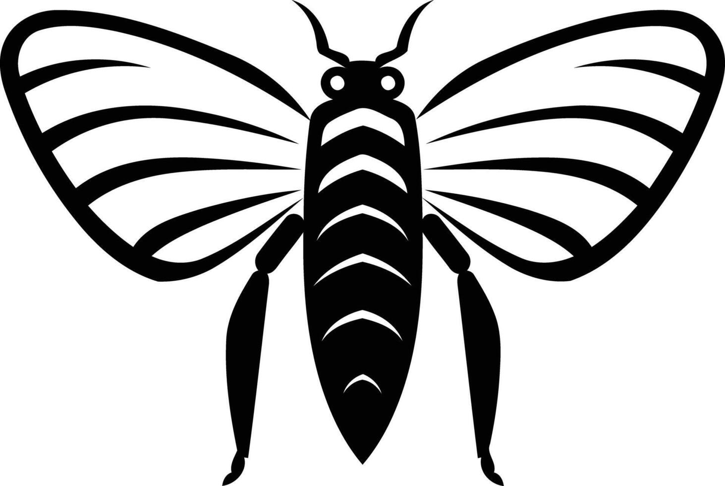 Simple black and white element illustration of a stylized moth vector