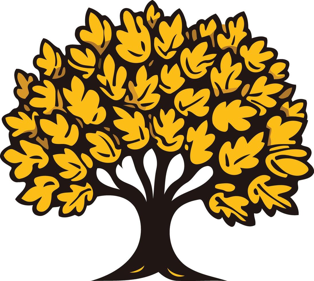 Stylized Tree with Golden Leaves vector