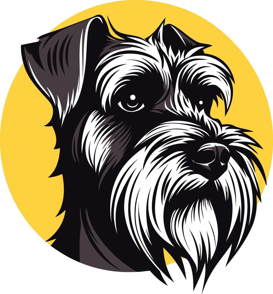 Black and White Portrait of a Miniature Schnauzer vector
