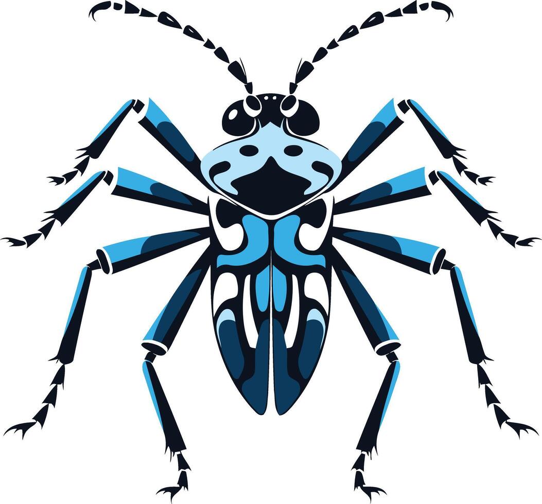 Blue and Black Bug Illustration vector