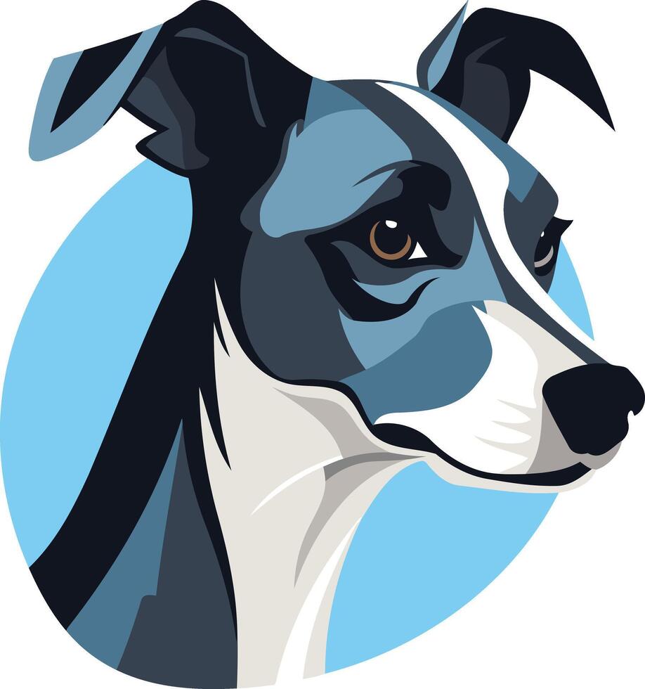 Portrait of a Black and White Dog vector