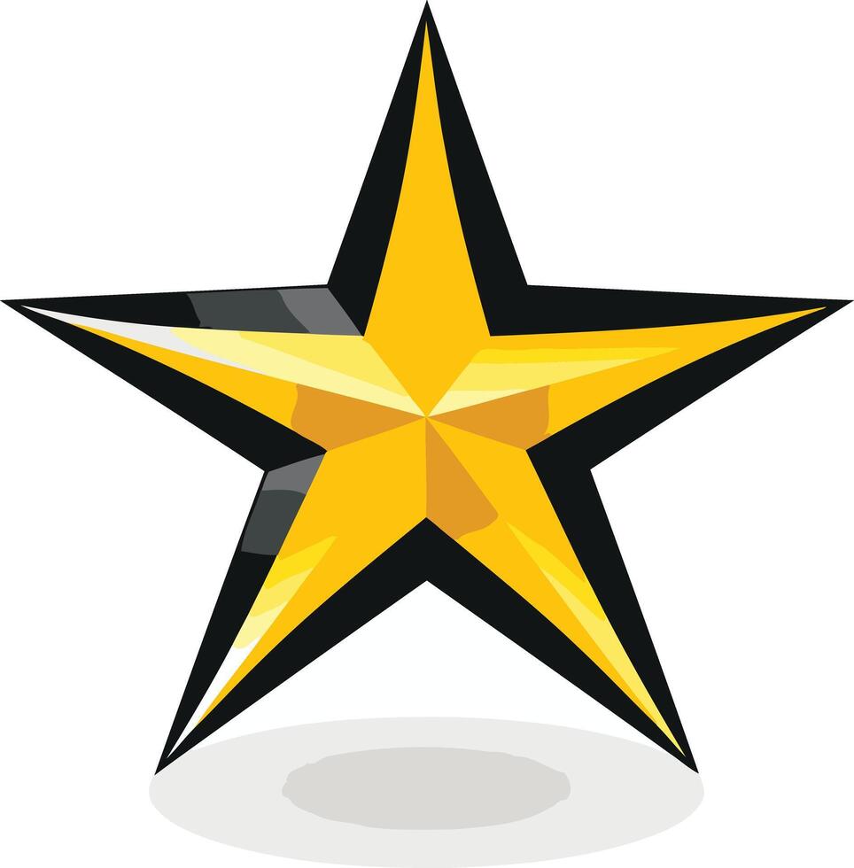 Five Pointed Golden Star with Black Outline vector