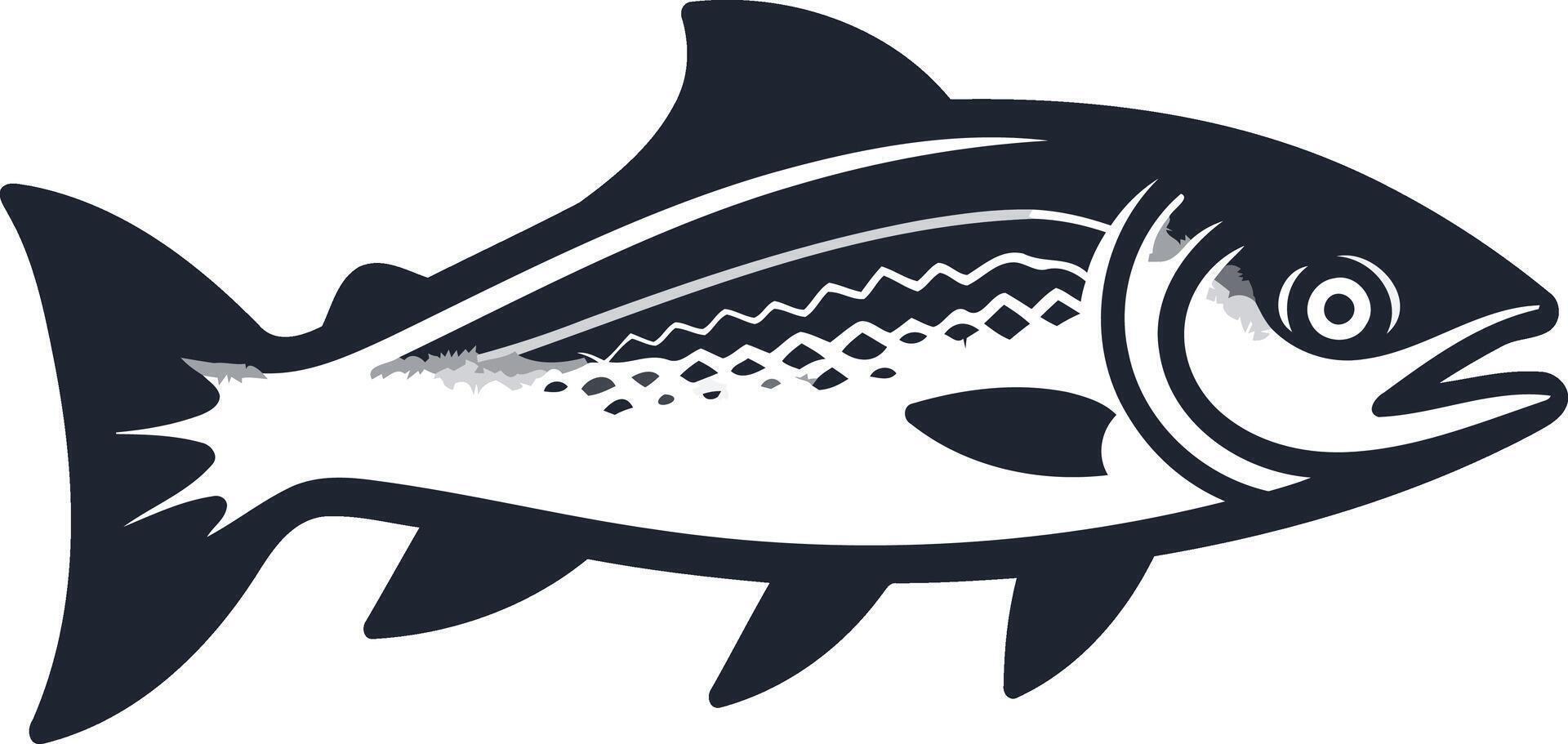 Black and White Illustration of a Fish vector