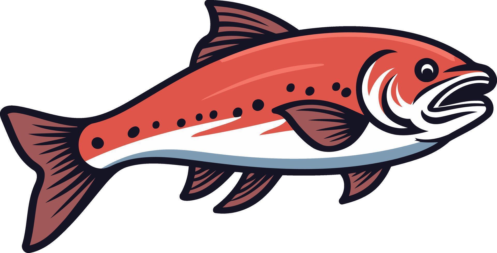Illustrated Red Fish with White Spots vector
