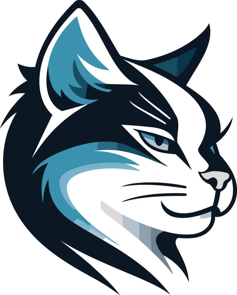 Blue and White Cat Mascot Illustration vector