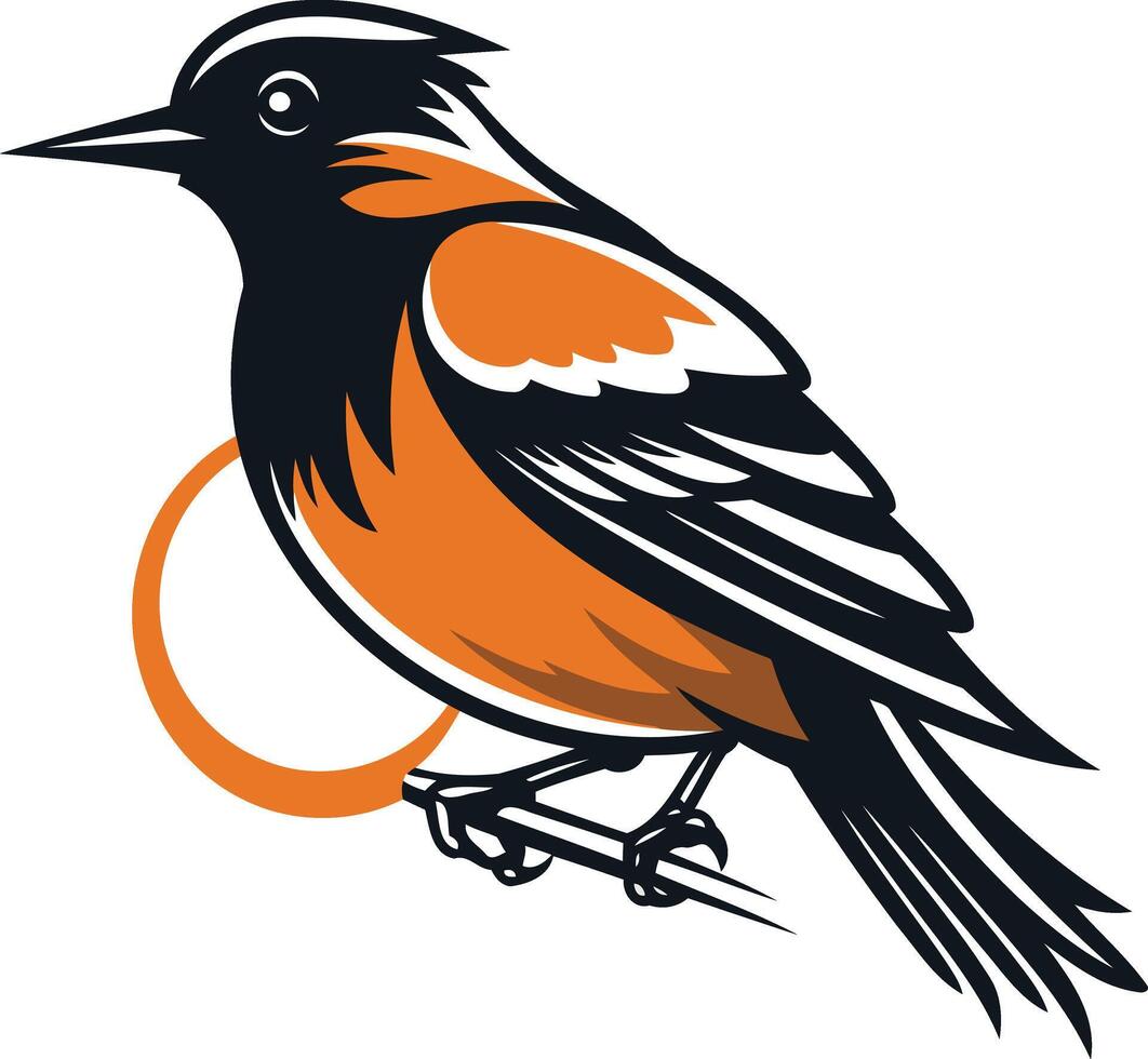 A Detailed Illustration of a Bird with Orange and Black Features vector