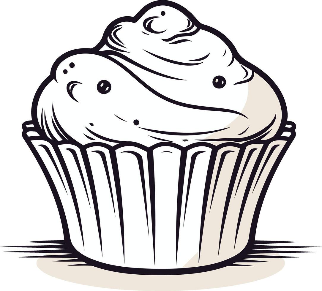 Single Cupcake with Swirls of Frosting vector