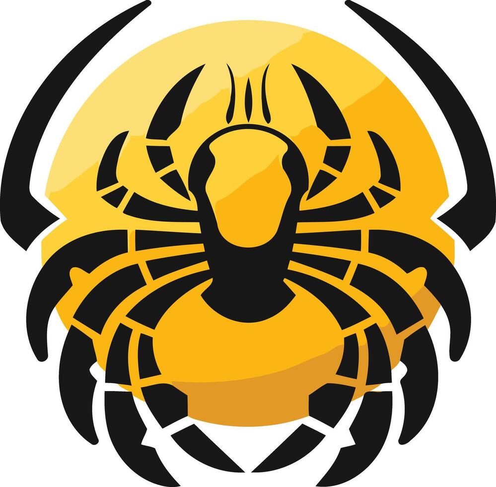 Black and Yellow Zodiac Symbol of Cancer vector