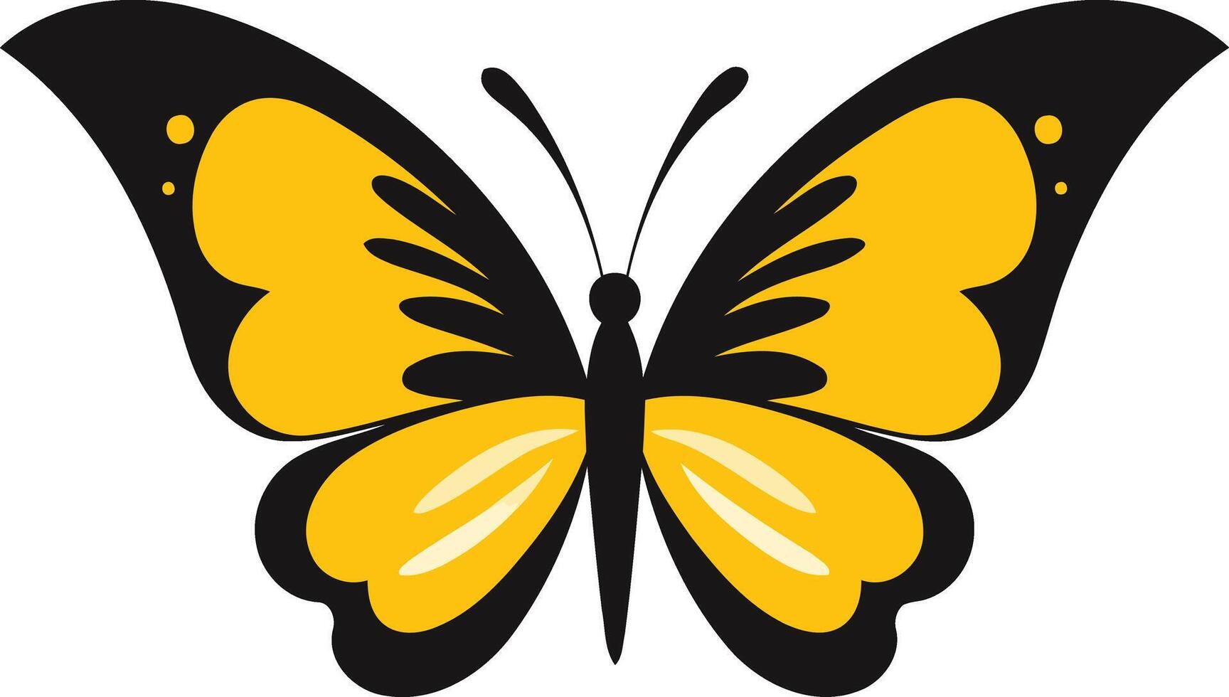 Yellow Butterfly with Black Wings vector