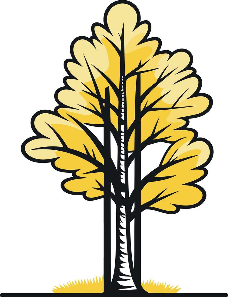 Stylized Illustration of a Golden Autumn Tree vector