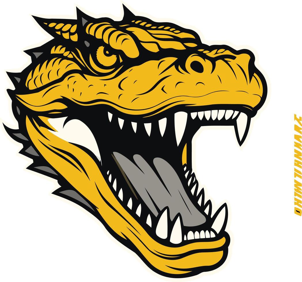 Fierce Yellow Dragon Head Illustration vector