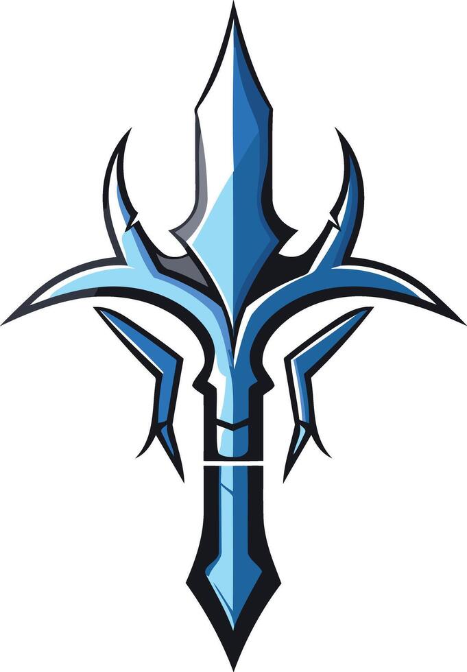 Stylized Blue Trident Emblem vector