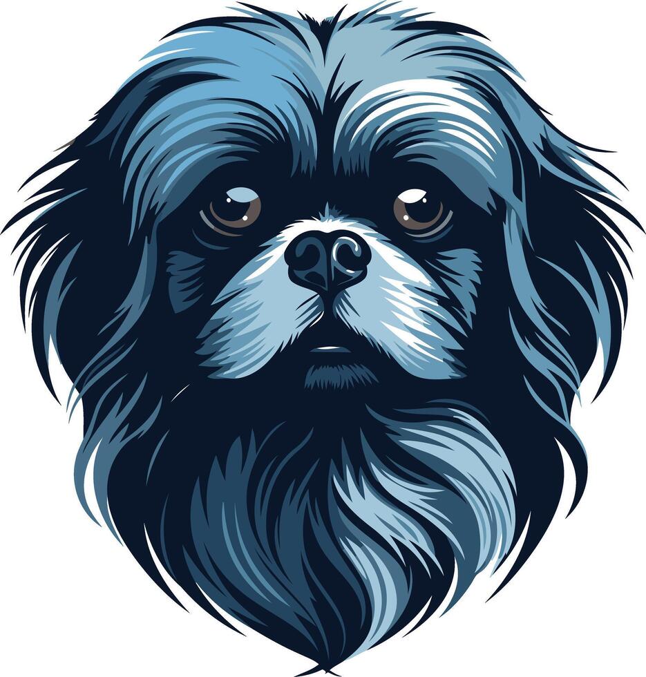 Blue Pekingese Dog Portrait vector