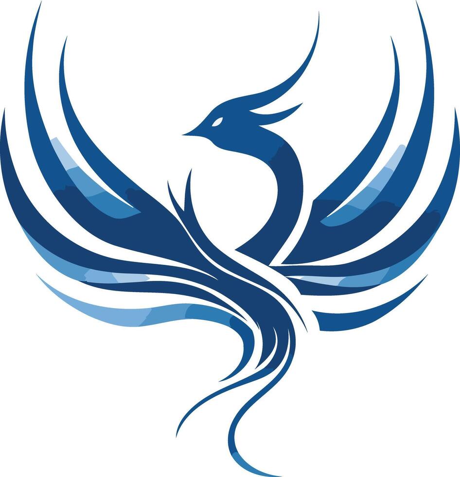 Blue Phoenix with Spreads Wings in Flight vector
