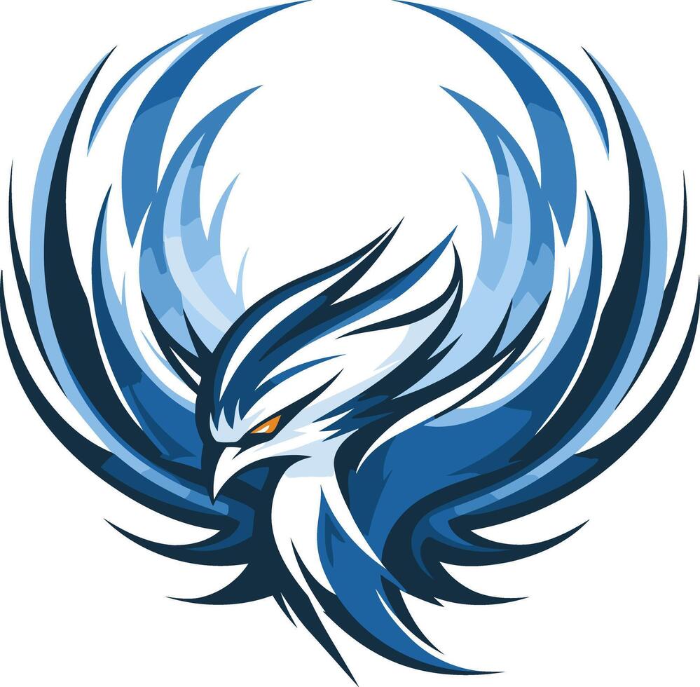 Blue and White Abstract Phoenix Logo vector