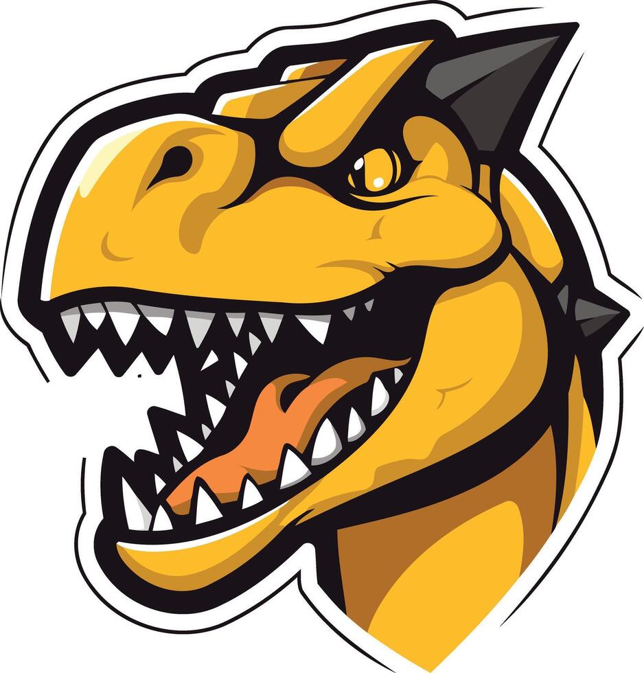 Yellow Dinosaur Mascot with Sharp Teeth vector