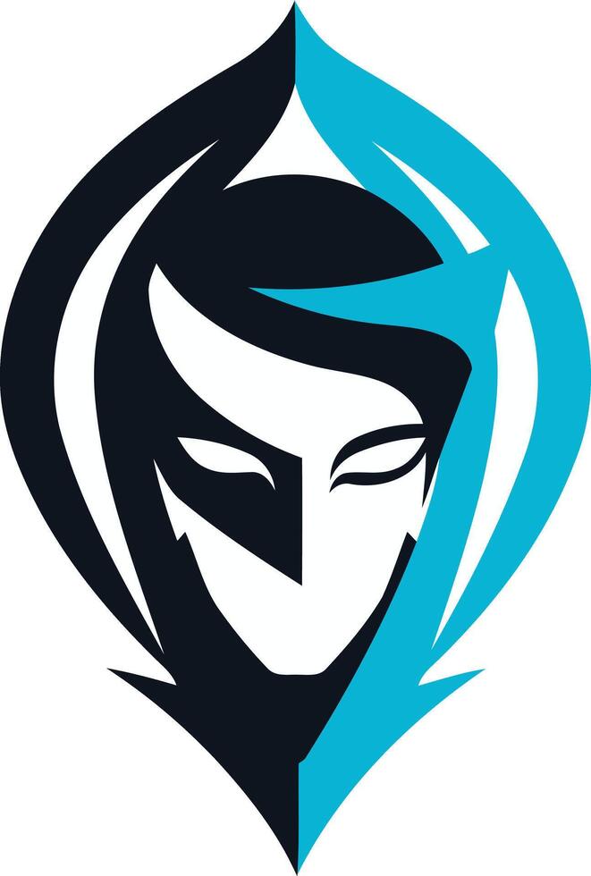 Abstract Portrait with Blue and Black Design vector