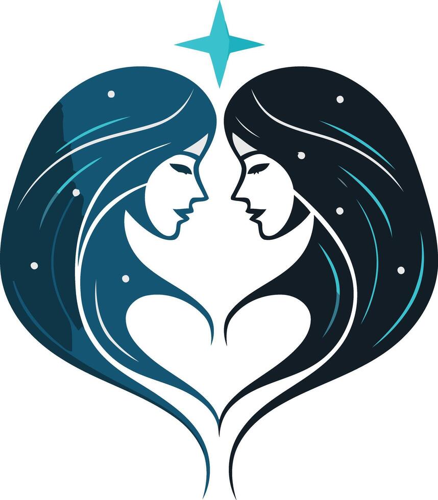 Two Women Gazing into Each Other's Eyes vector