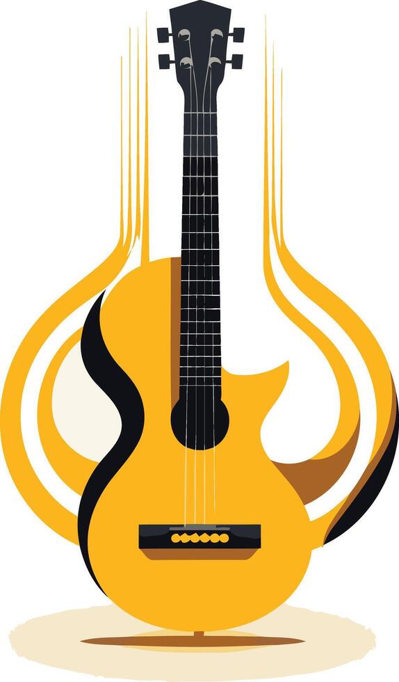 Yellow Acoustic Guitar with Abstract Background vector