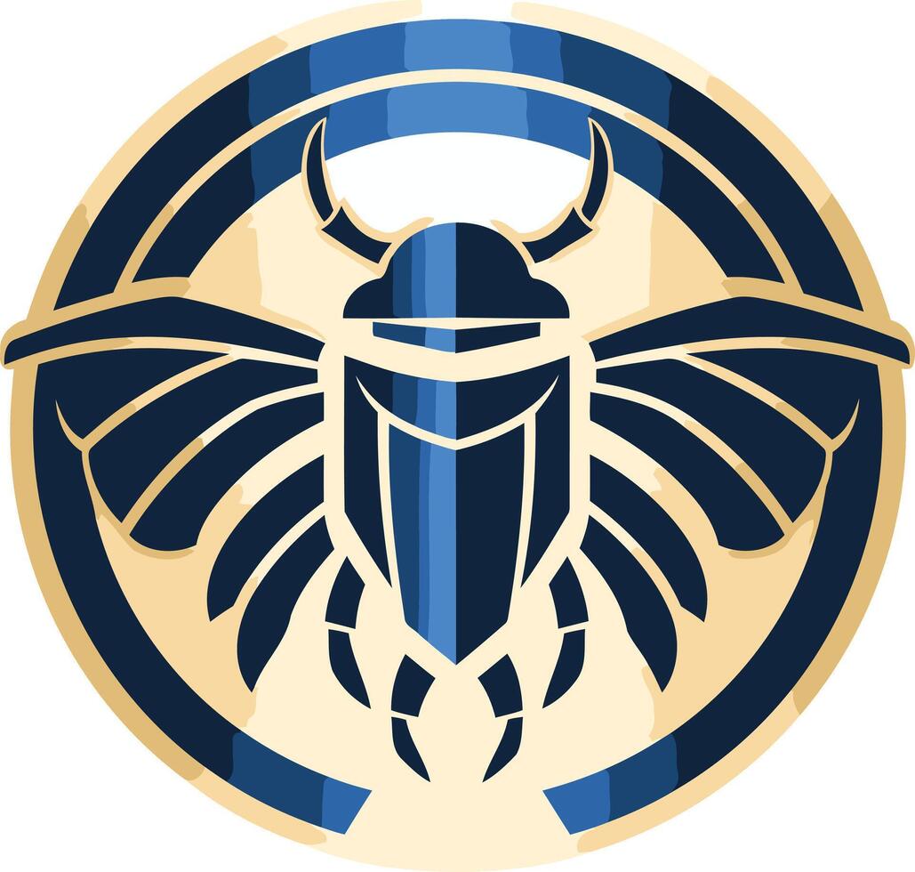 Scarab Beetle with Wings in a Circular Frame vector
