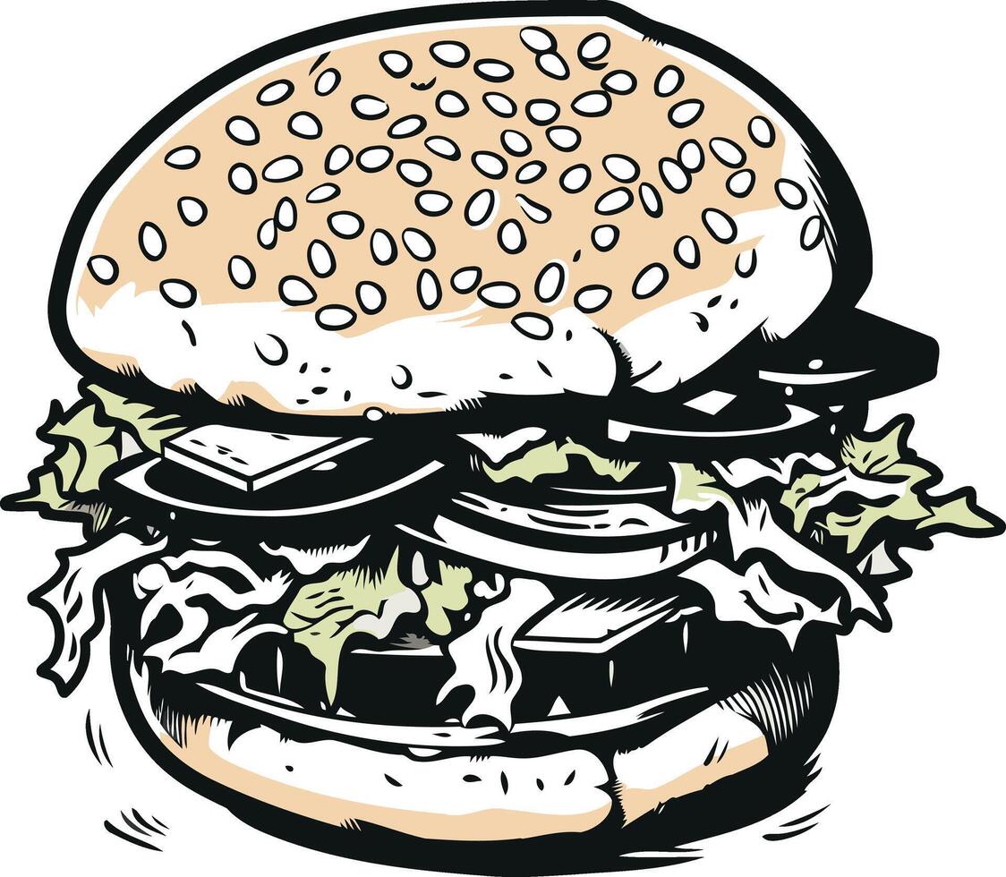 Cartoon Illustration of a Delicious Burger vector