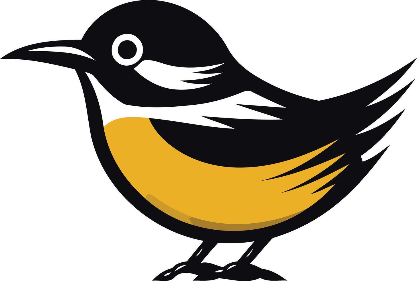 Stylized Bird Illustration with Yellow and Black Colors vector