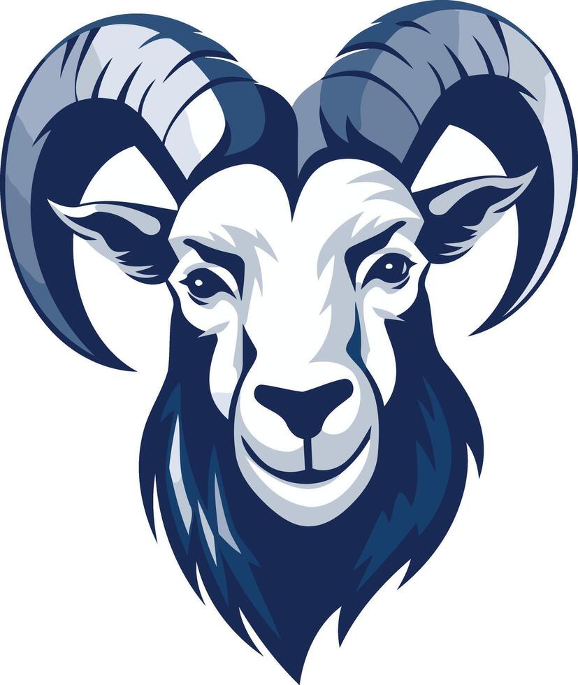 Blue Ram Head Mascot Illustration vector