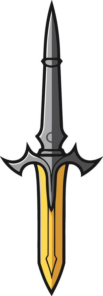 Golden Dagger with Grey Handle and Black Spikes vector