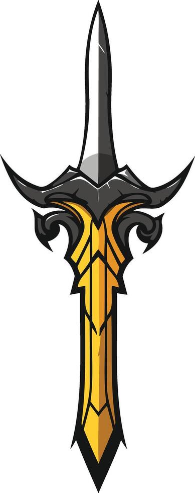 Golden Sword with Sharp Point and Elaborate Design vector