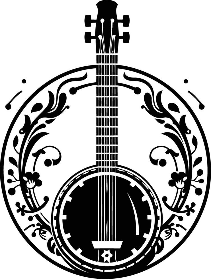 Banjo with Ornamental Frame vector