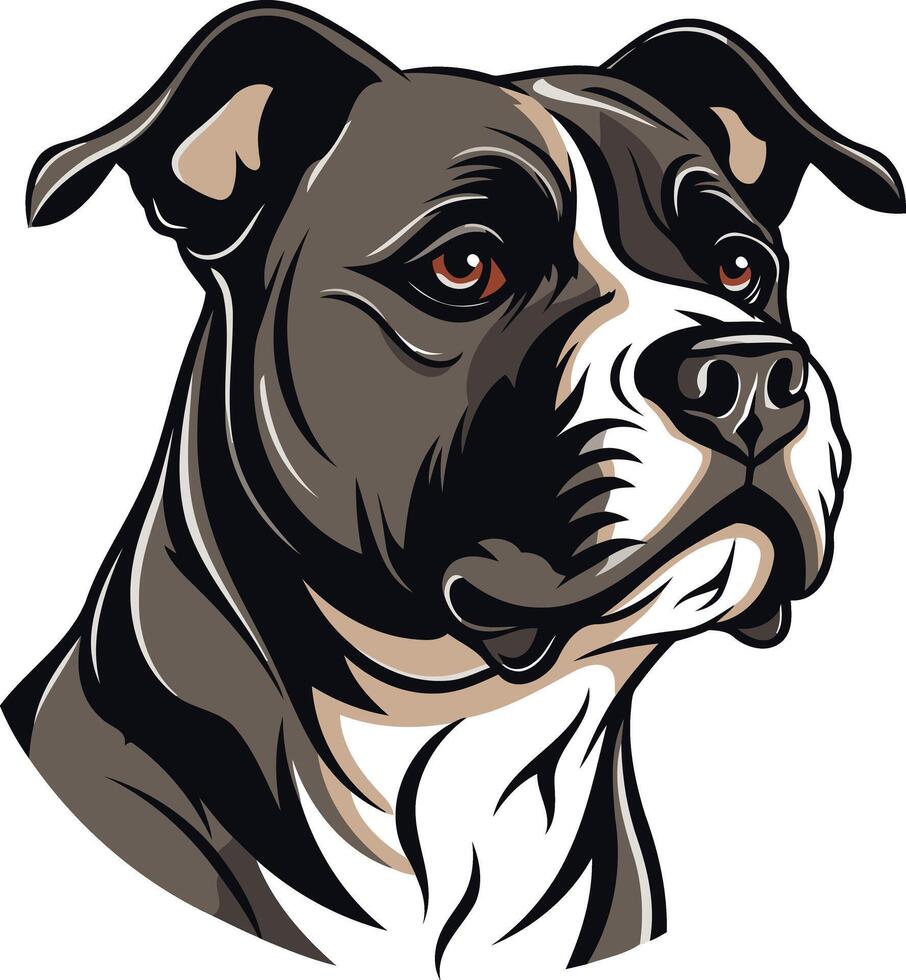 Close Up Portrait of a Pit Bull Terrier vector