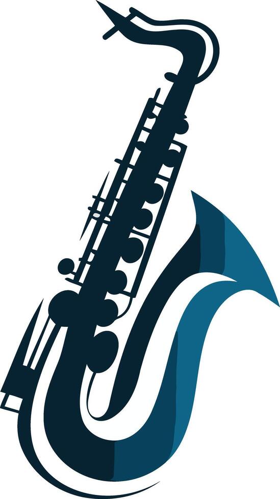 Blue Saxophone Silhouette vector