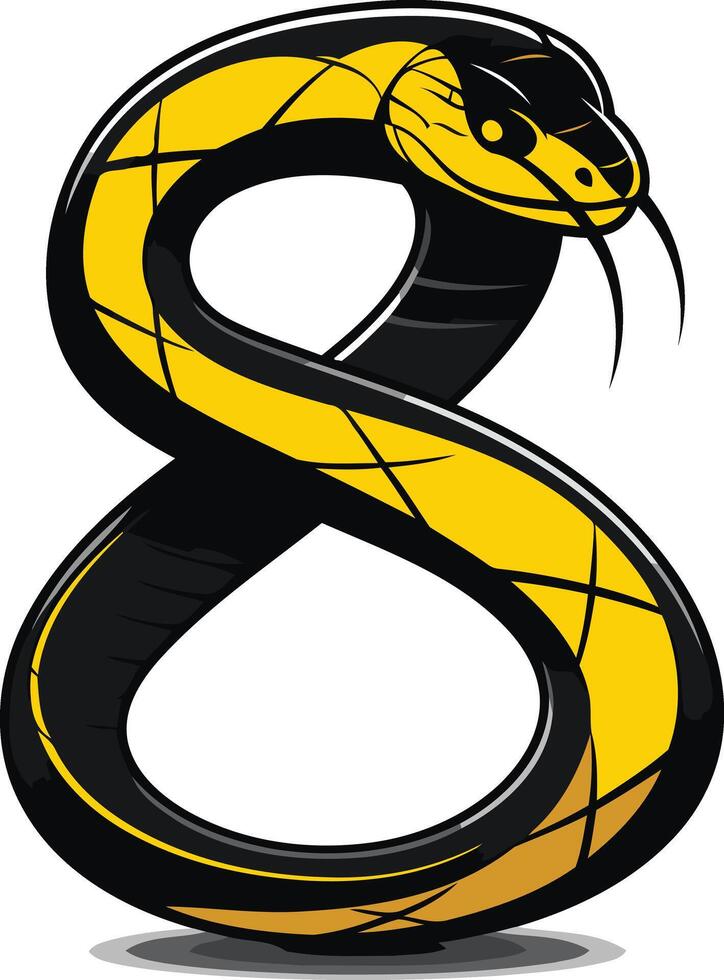 Yellow and Black Snake Forming the Number 8 vector