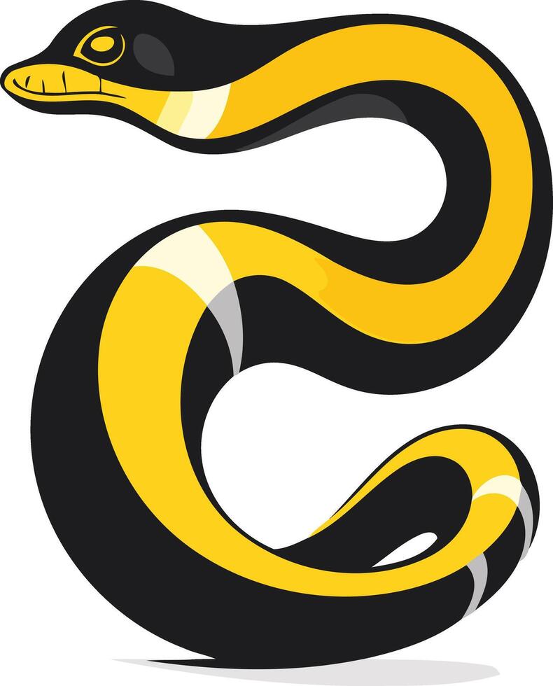 Cartoon Illustration of a Yellow and Black Banded Snake vector